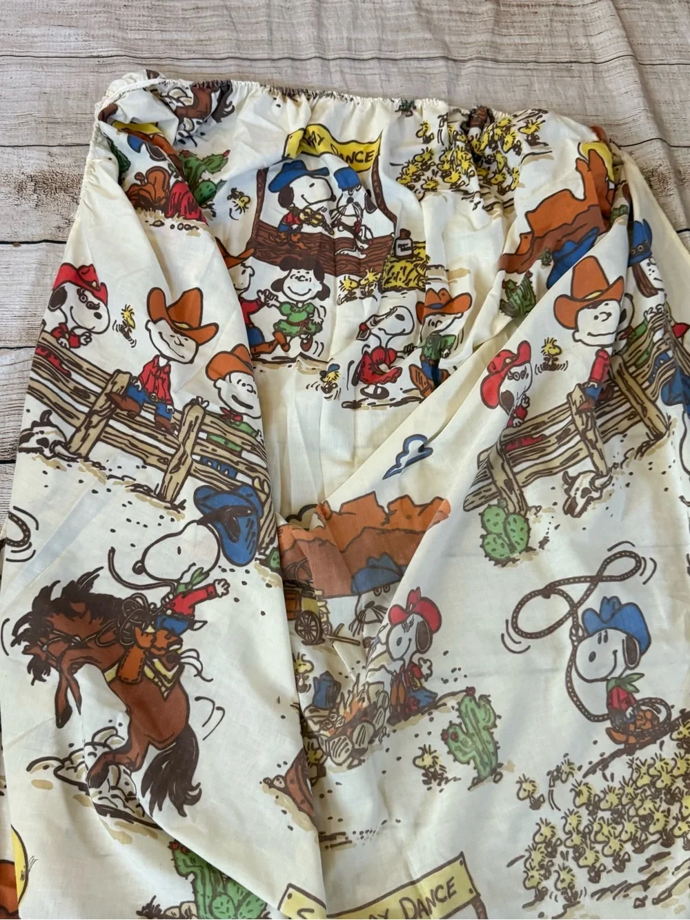 Vintage Peanuts Snoopy Goes West twin sheet set pillow case flat + fitted sheets